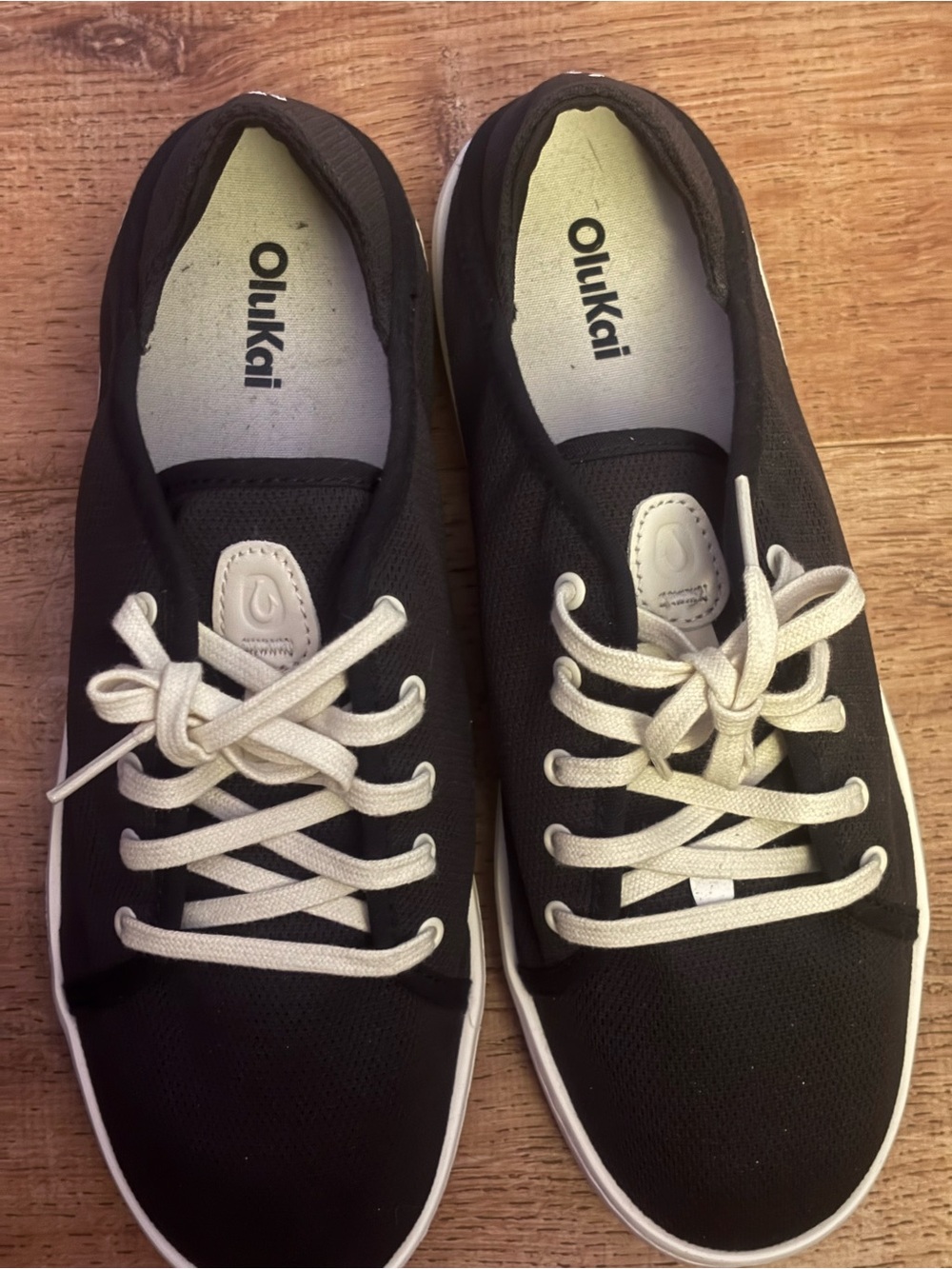 OluKai Black Canvas Lace-Up Sneakers with White Soles - Picture 2 of 10